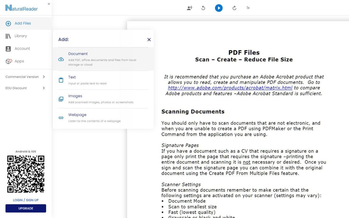 A screenshot of the a PDF file in the NaturalReader website