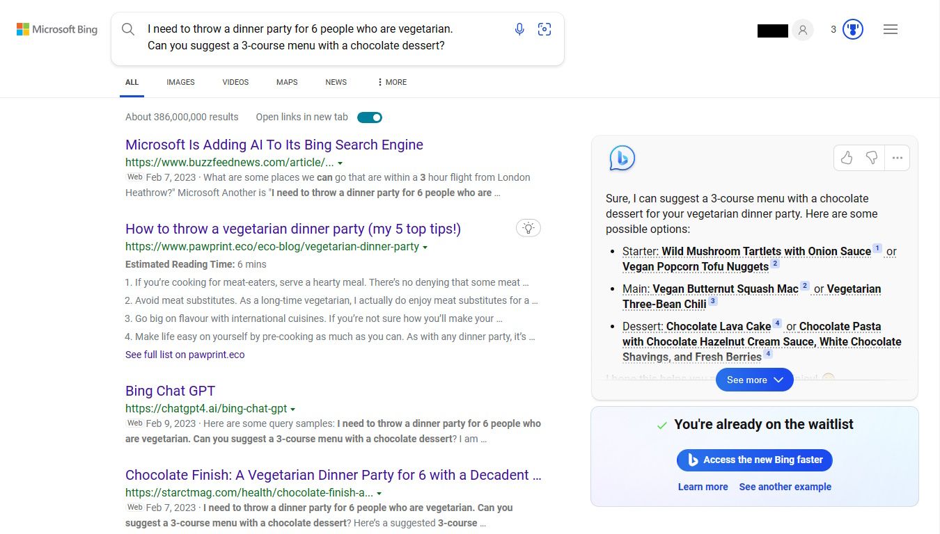 Nouveaux résultats Bing sur la carte de droite