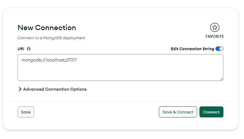 MongoDB compass tool new connection settings page