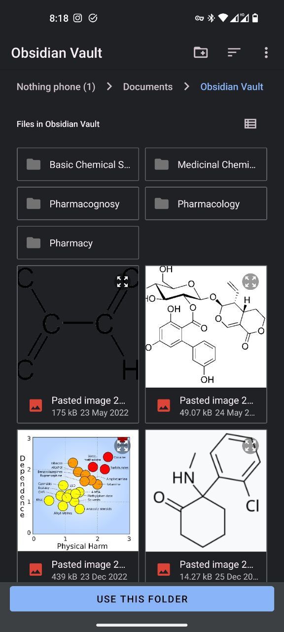 انتخاب پوشه طاق در Obsidian