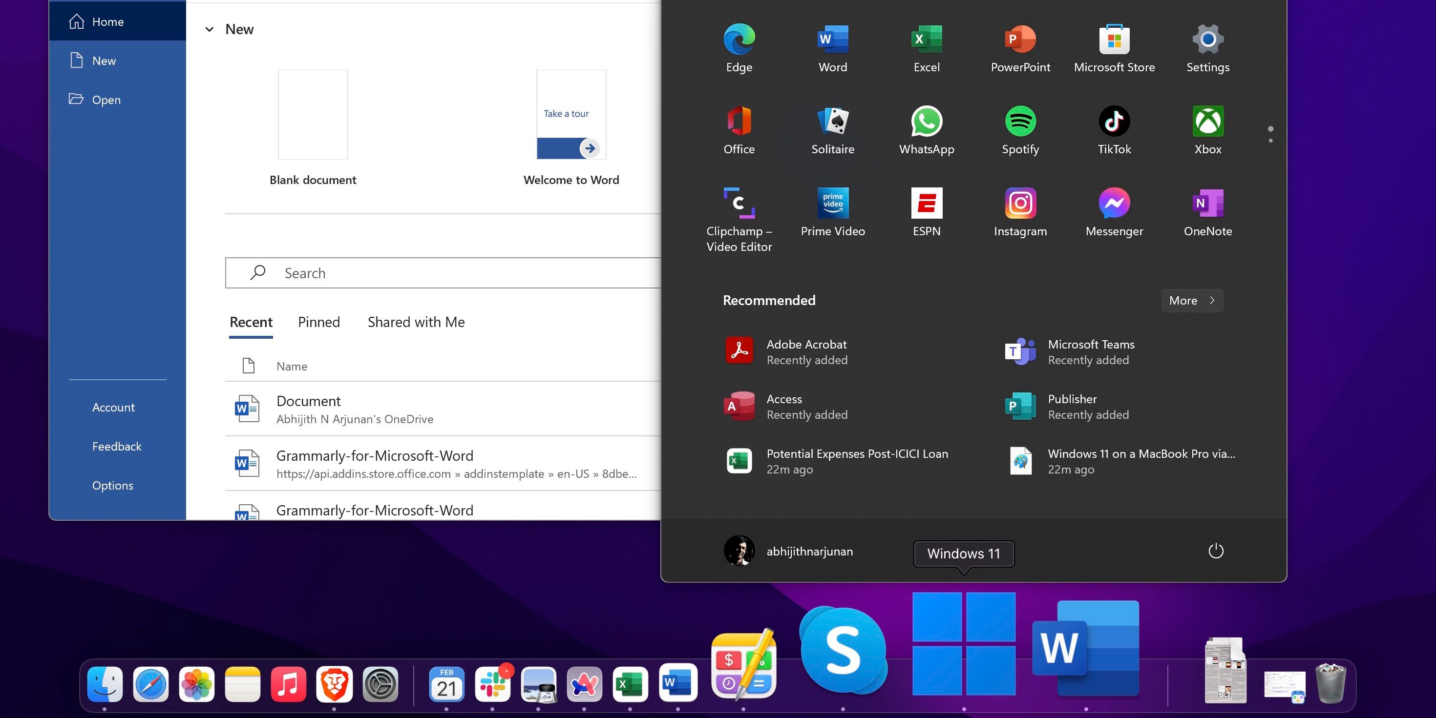 Parallels Desktop for Mac Coherence Mode with Windows