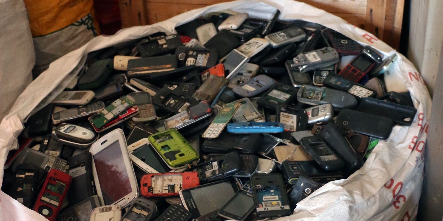 phone e-waste sacks in Ghana