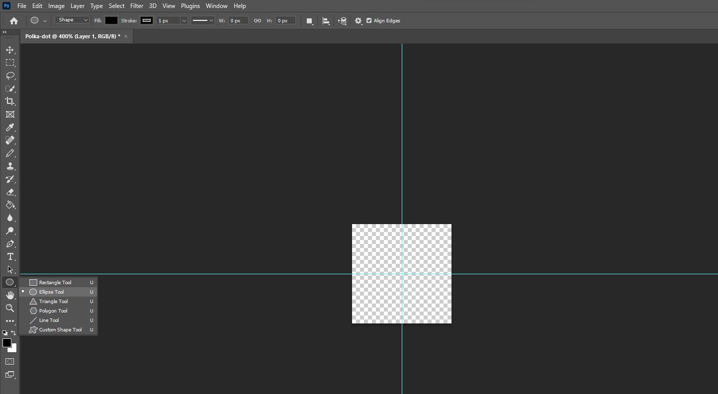 Selecting the ellipse tool in Photoshop