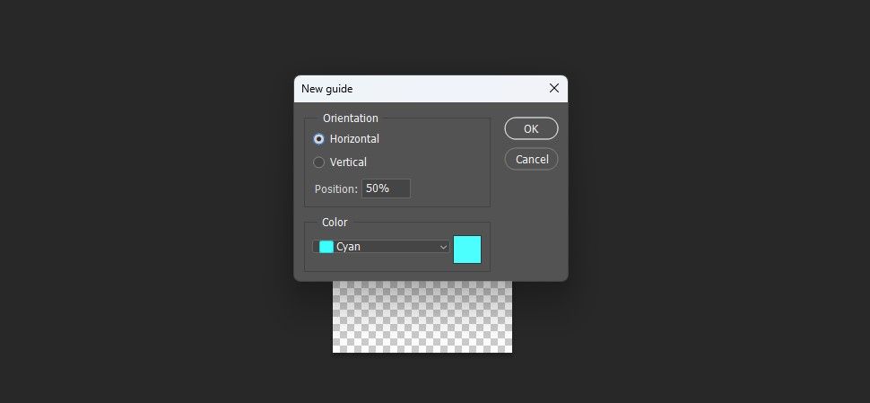 Creating a new guide in Photoshop