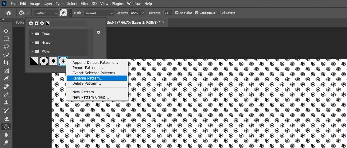 Deleting or renaming a pattern in Photoshop