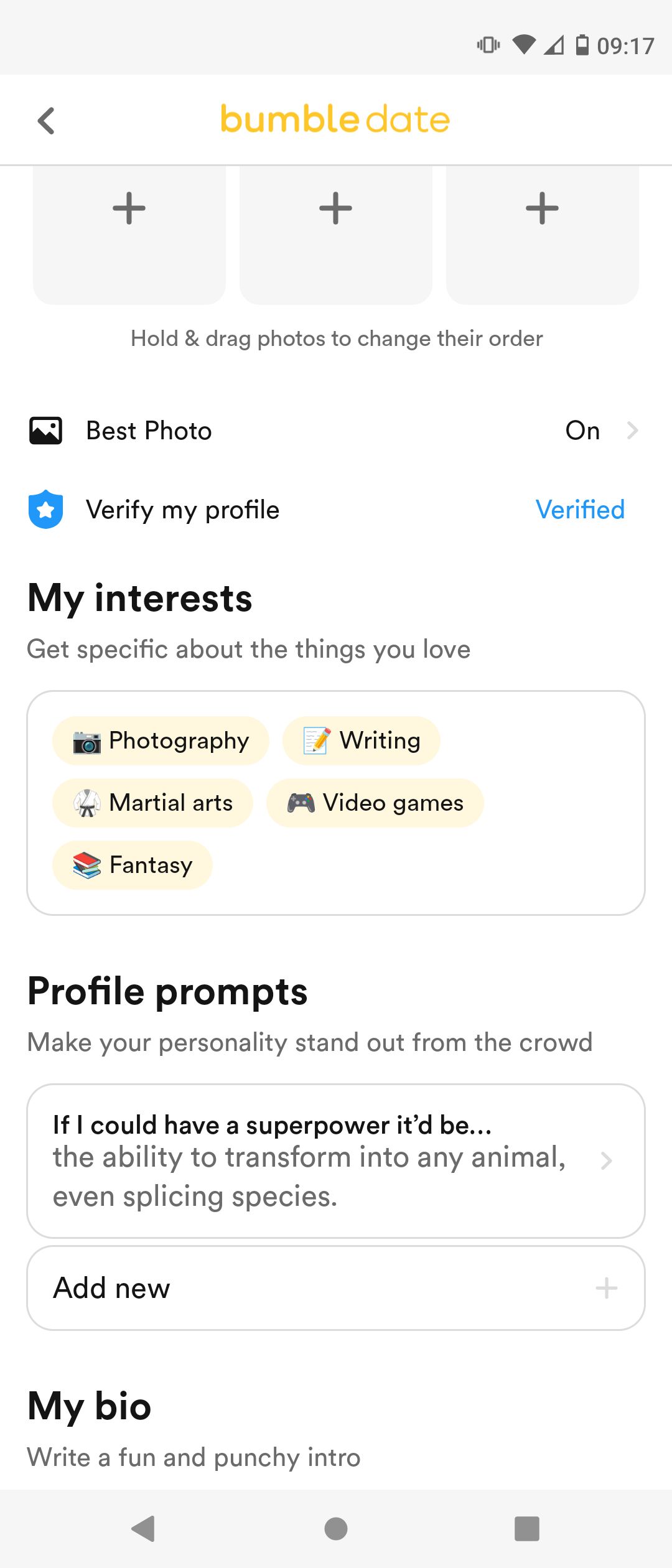 Profile on Bumble Date Mode