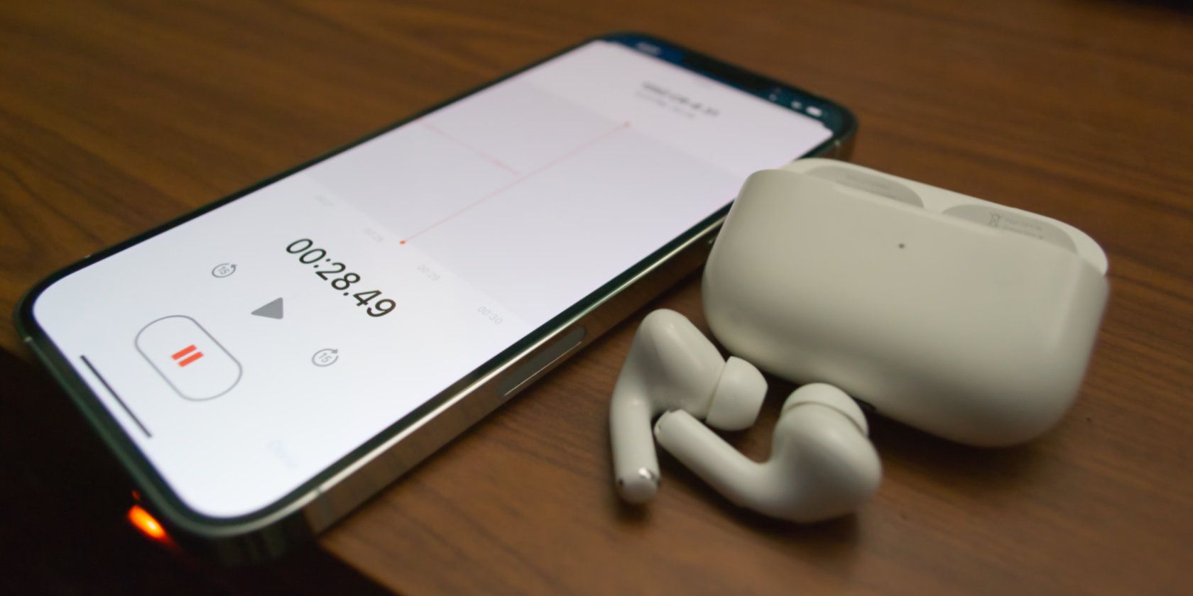 Record video with online airpods mic