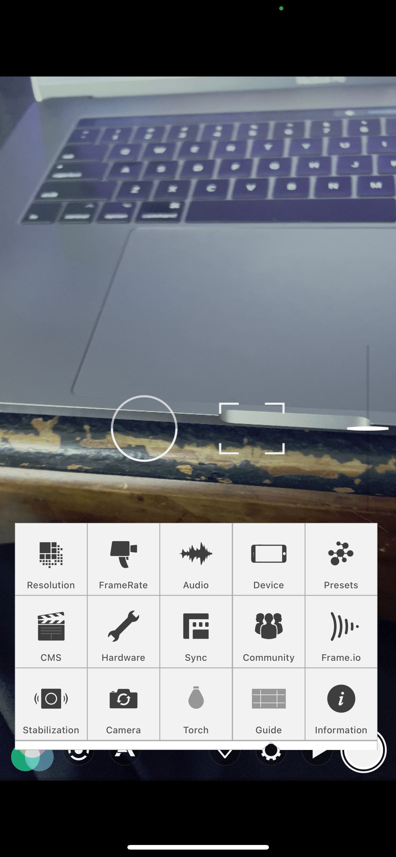 Audio settings icon in FiLMiC Pro