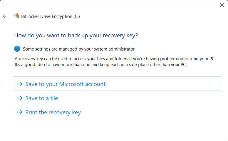 Create a backup recovery key