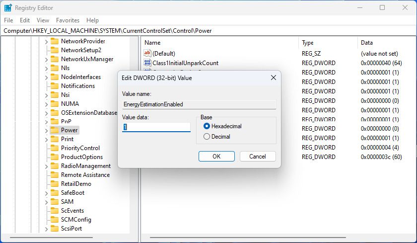 Changing value data in Registry Editor