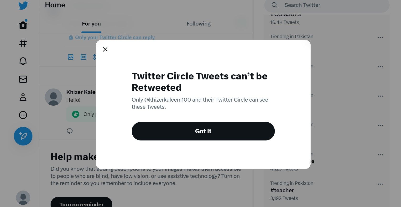 Retweeting option not available