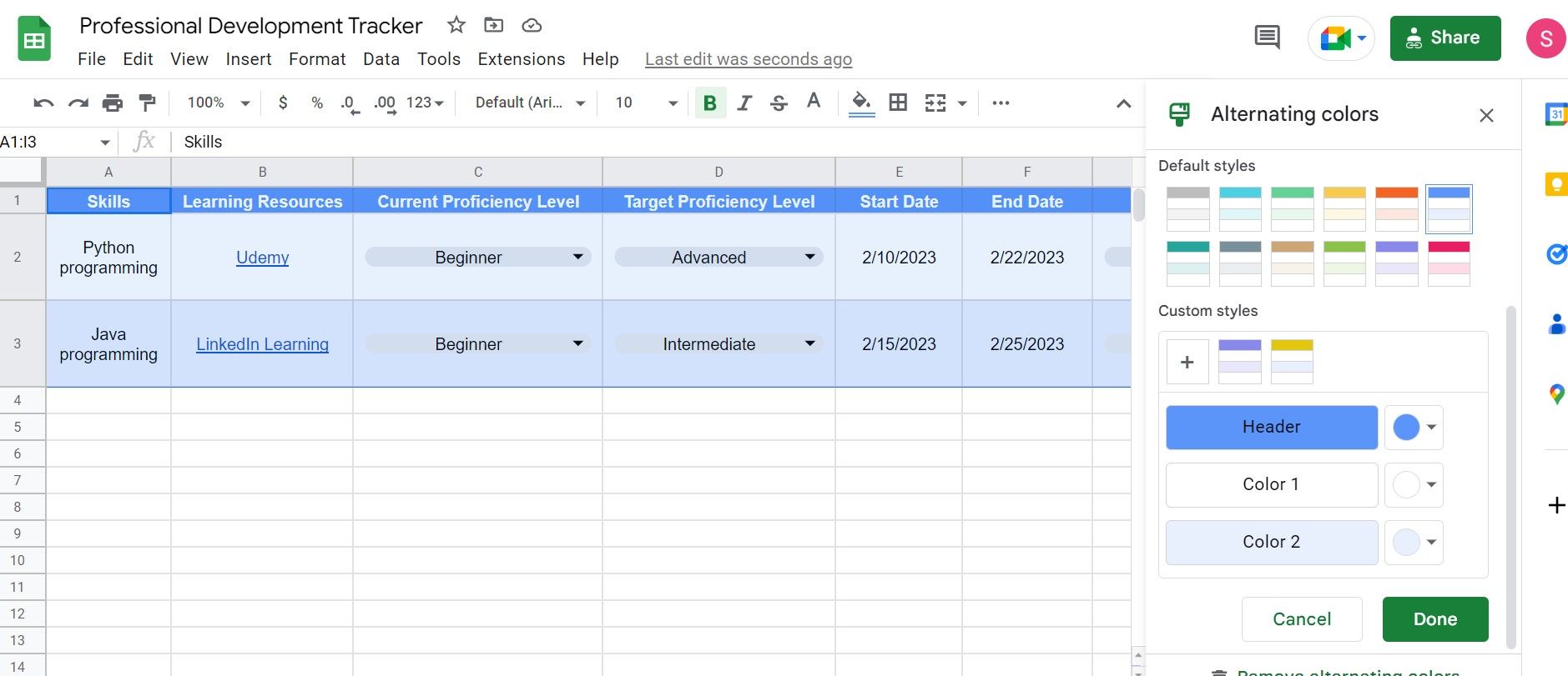 How to Use Google Sheets to Monitor Your Professional Skills Progress