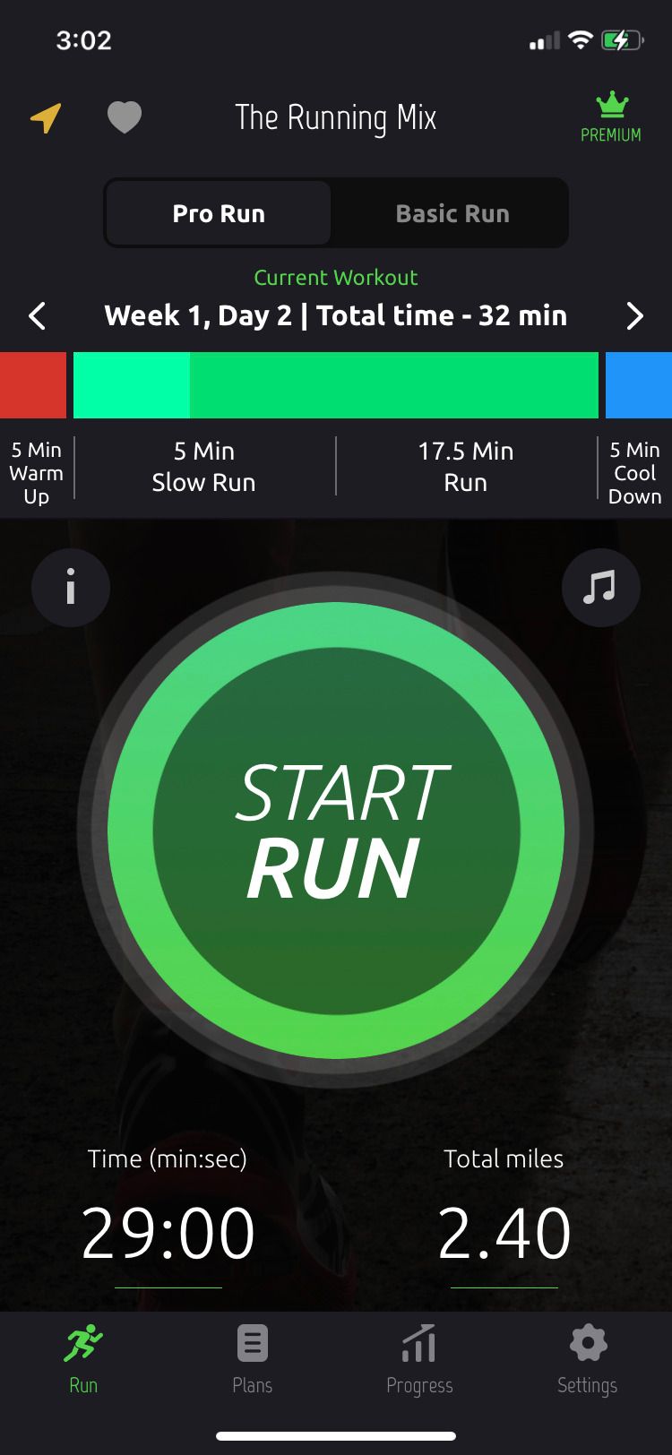 Run Trainer app home screen