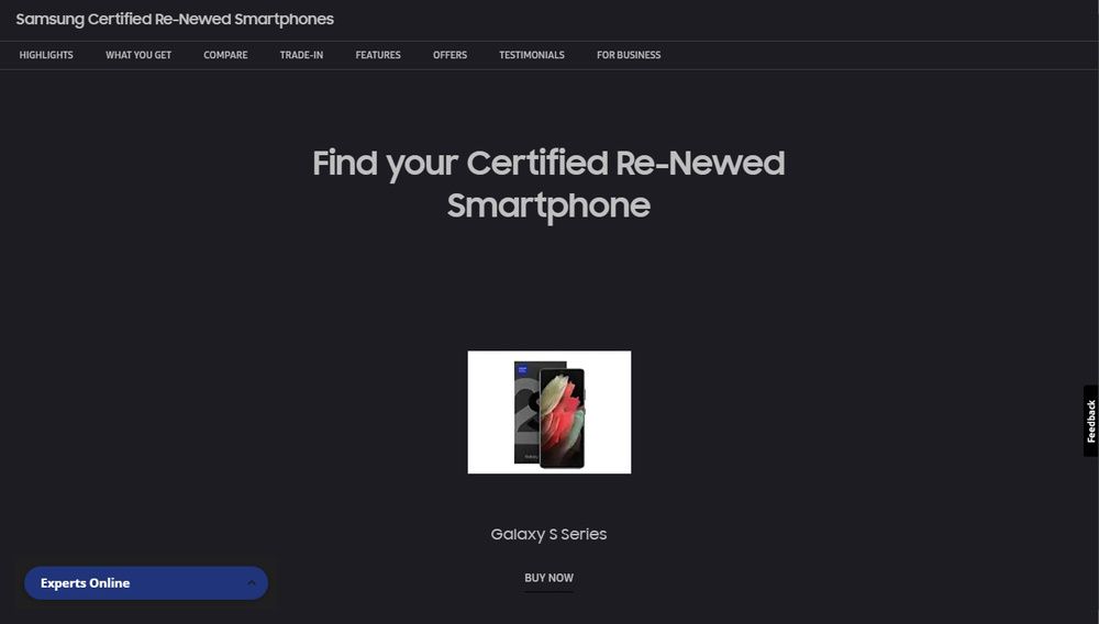 Samsung Certified Re-Newed Buy Now button