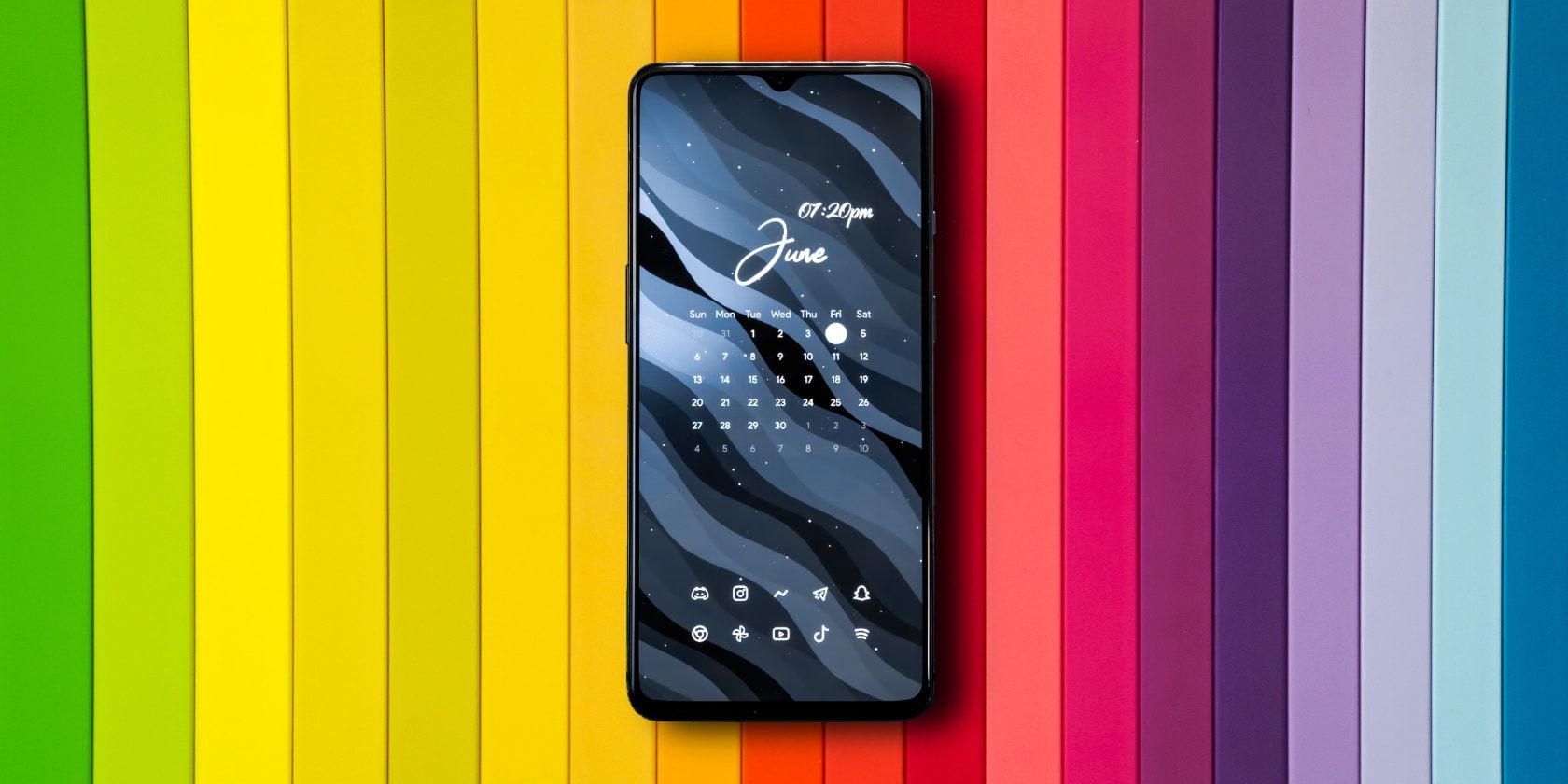 samsung phone on colored background