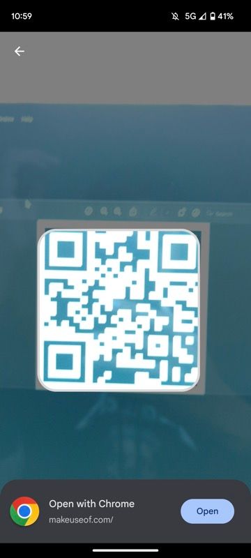 QR code scan result from the QR code scanner tile