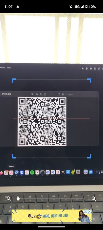 scanning QR code using QR & Barcode Scanner 
