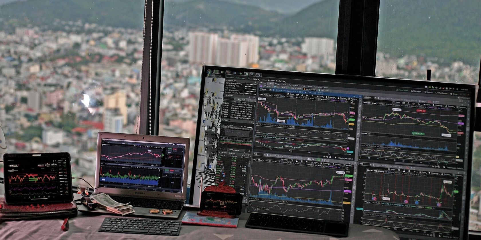 screens containing price charts and indicators