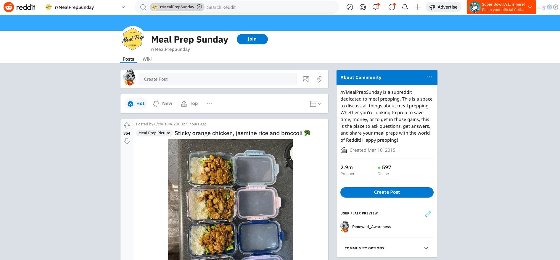 Cuplikan layar situs web Meal Prep Sunday
