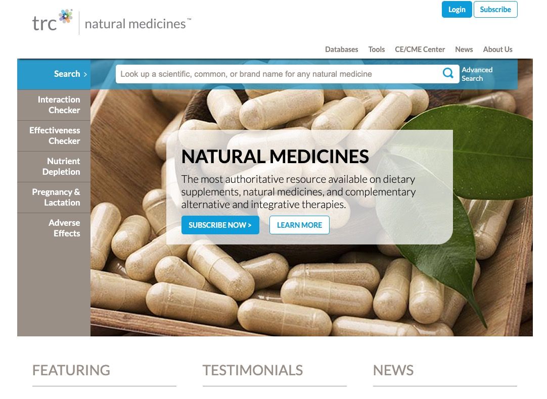 Natural Medicines website screenshot