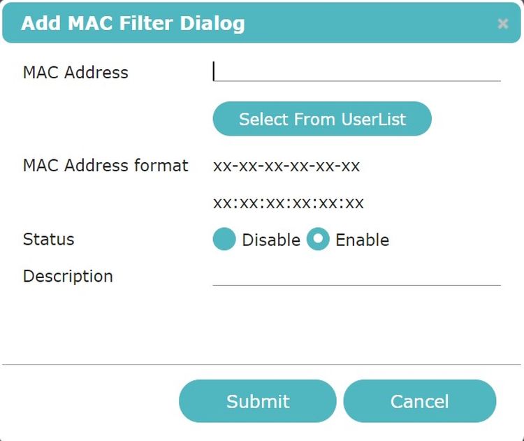 Screenshot of MAC Address Format