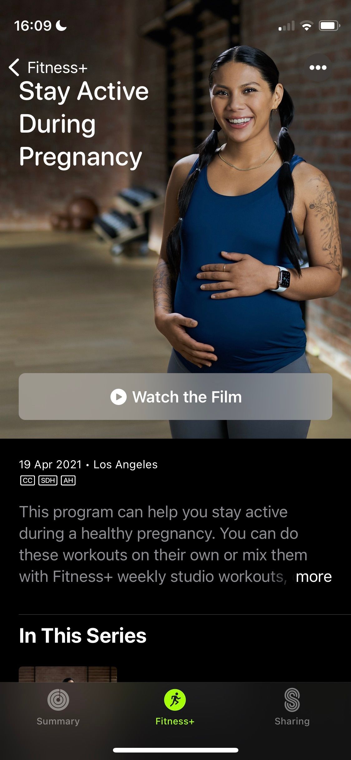 Screenshot of Apple Fitness+ Pregnancy Workouts