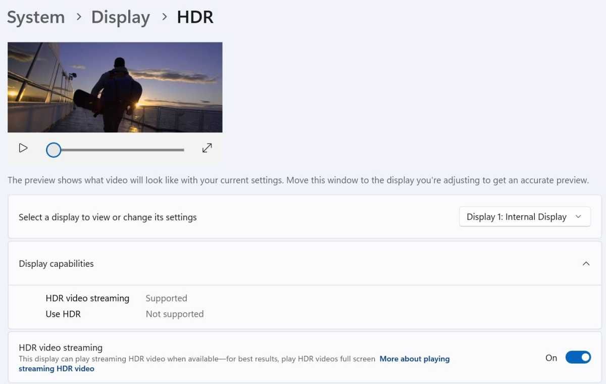 Screenshot showing how to switch on HDR