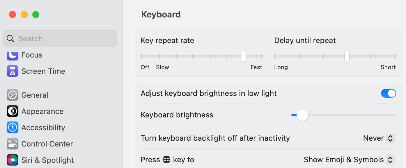 Screenshot of Keyboard settings in System Settings (1)