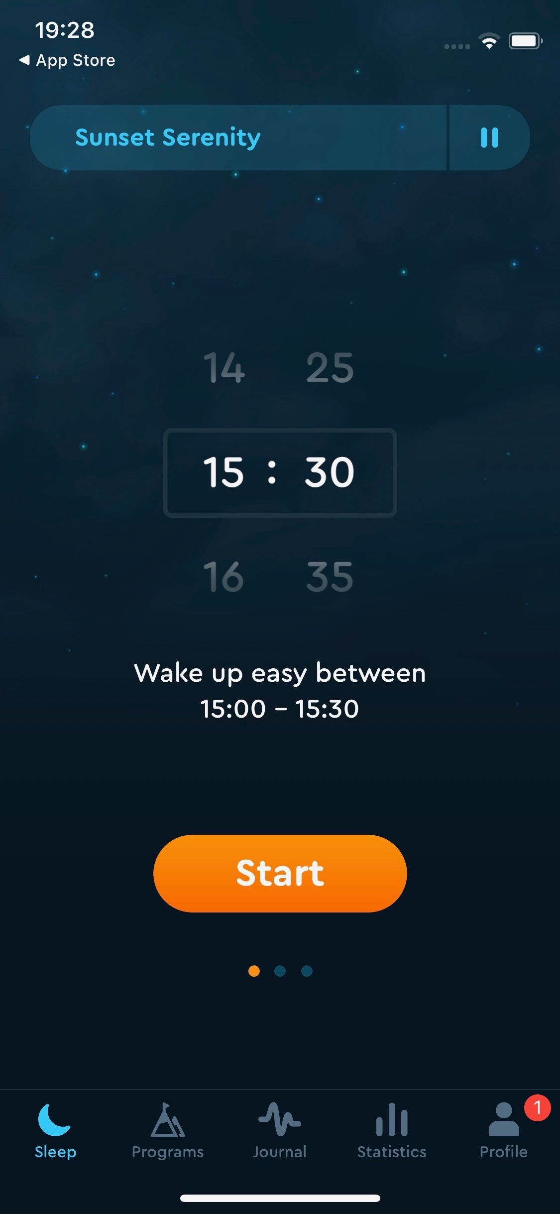 Screenshot of Sleep Cycle app showing alarm settings1