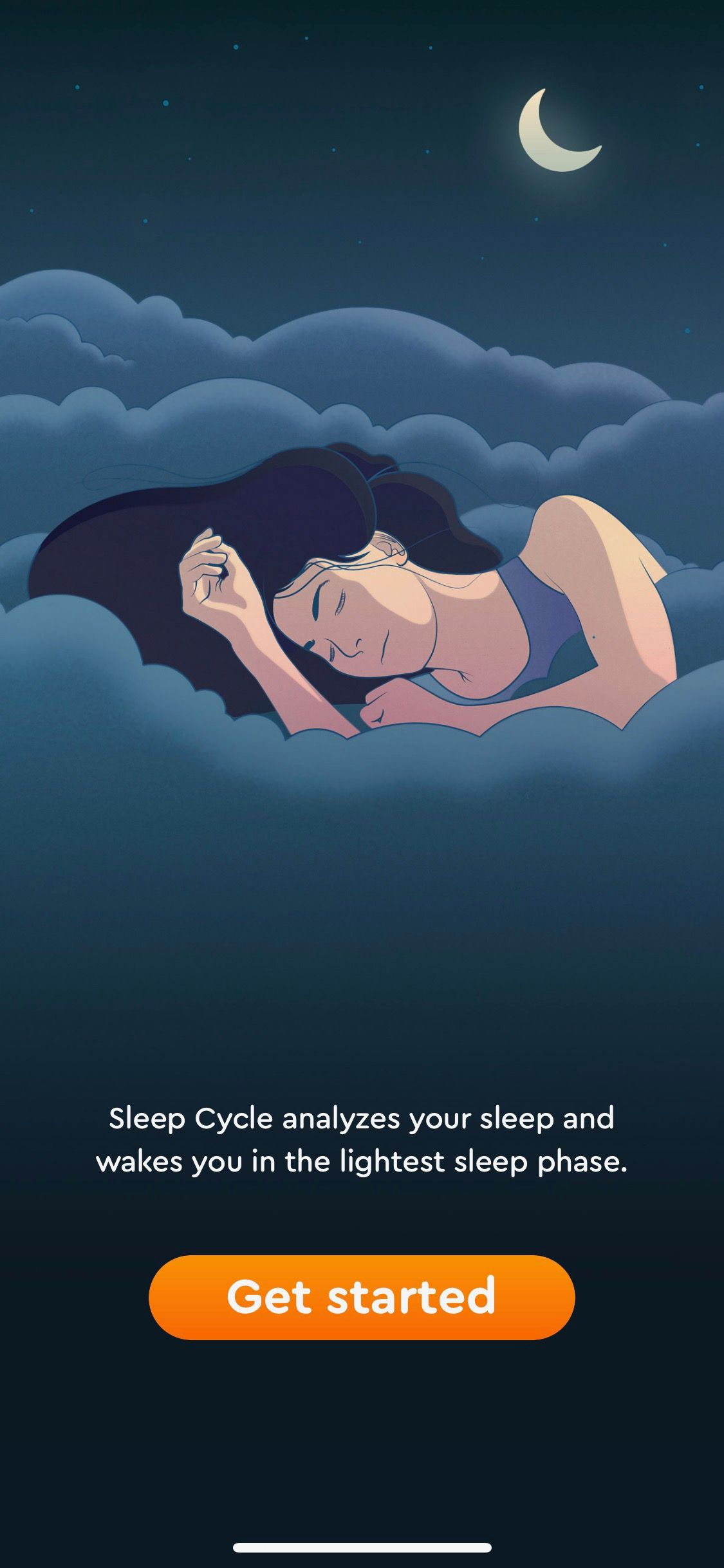 Screenshot of Sleep Cycle app showing welcome screen