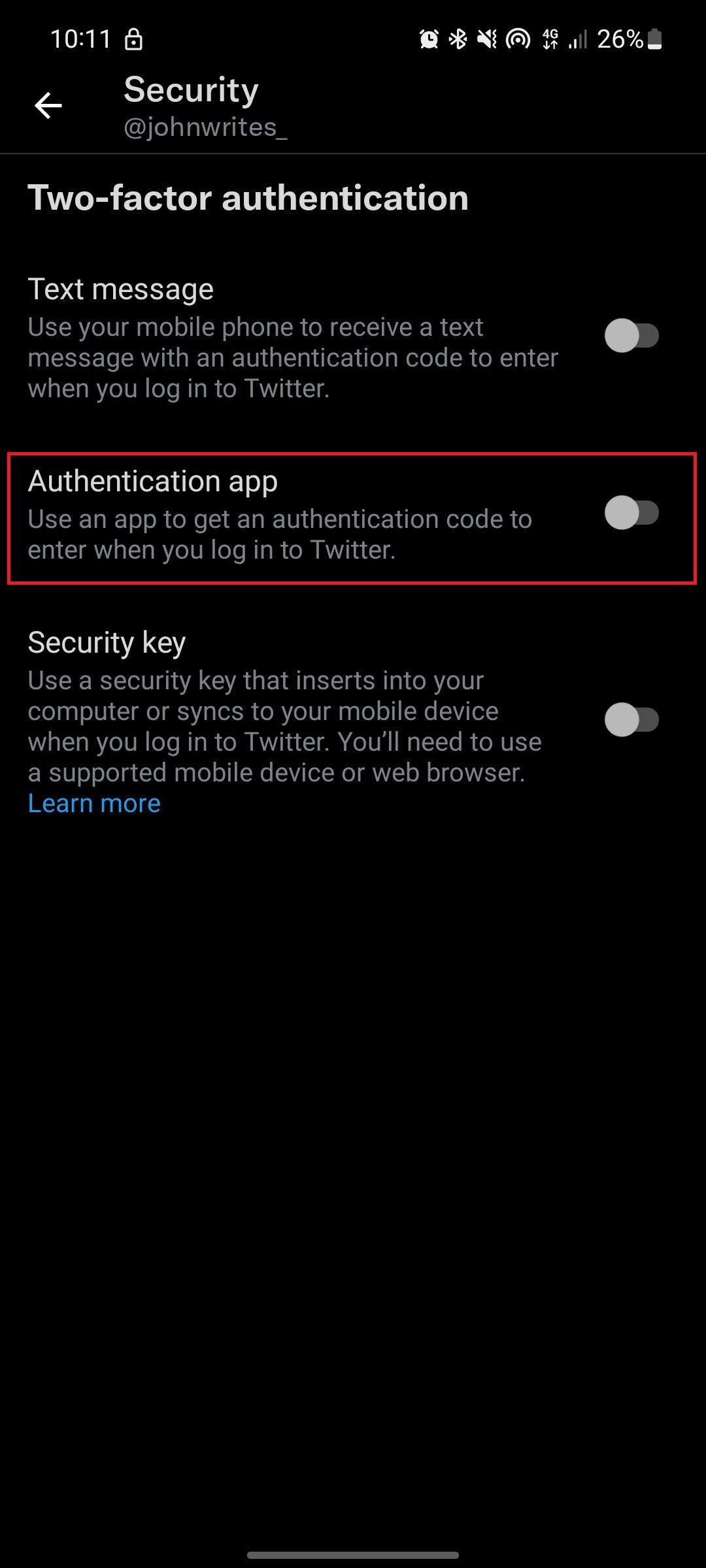 screenshot showing settings page on twitter