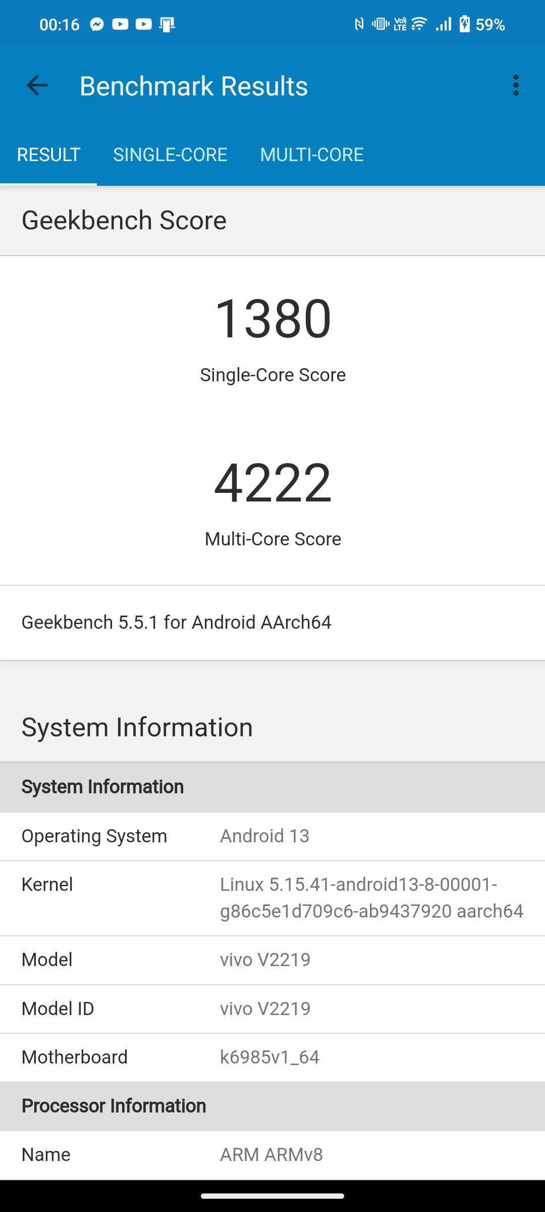 بنچمارک CPU vivo X90 Pro Geekbench 5