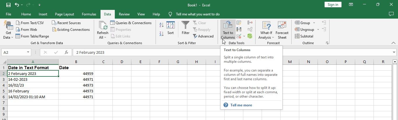 The Text to Columns Option in Excel