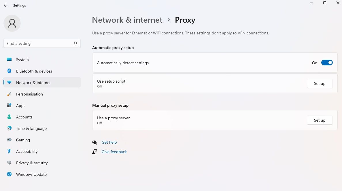 network & internet windows 11 how to setup a proxy