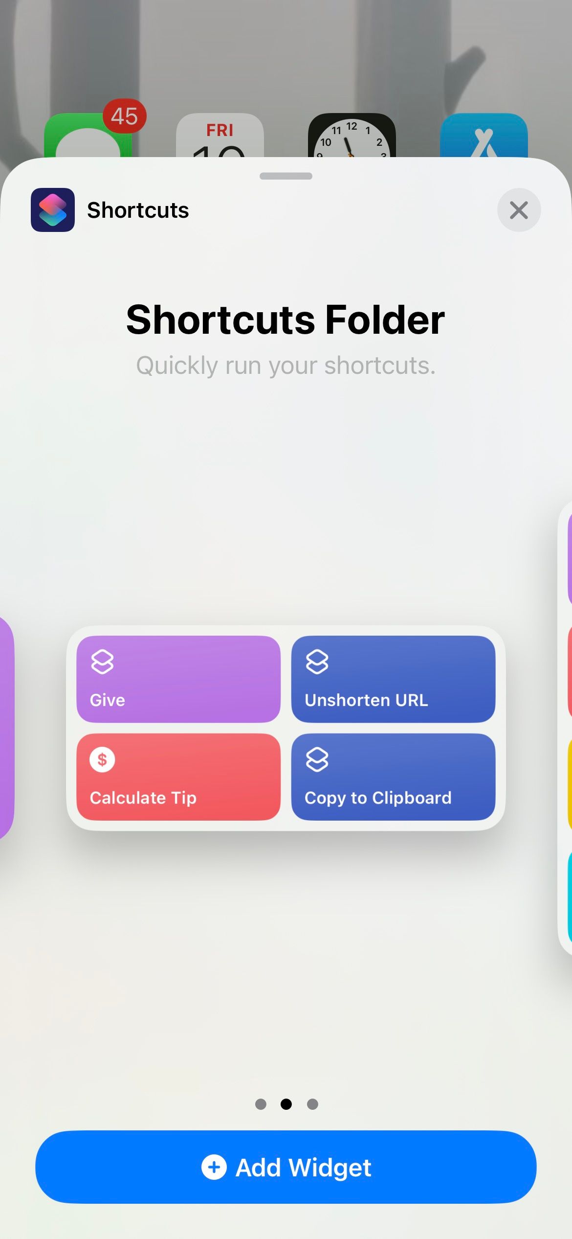iphone shortcut folder widget