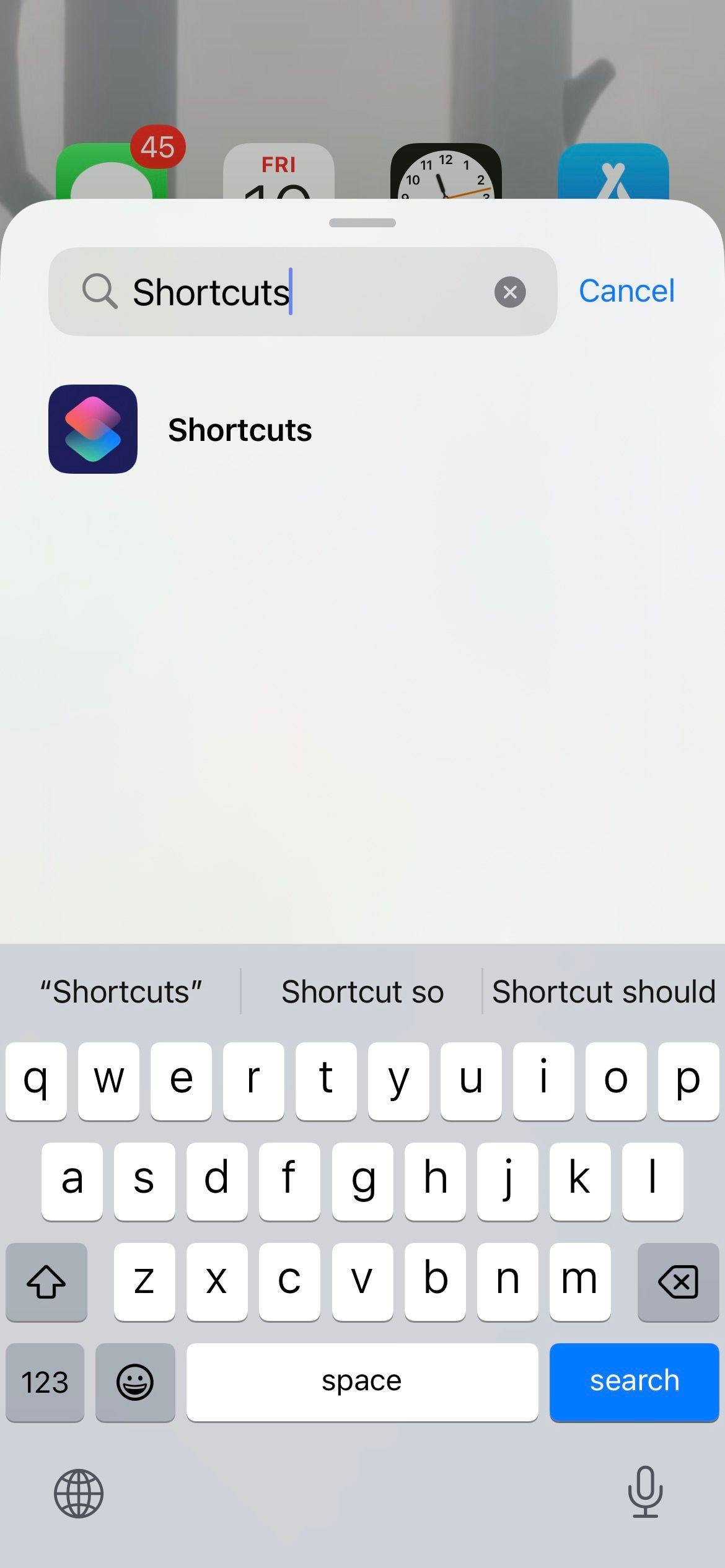 add iphone shortcut widget