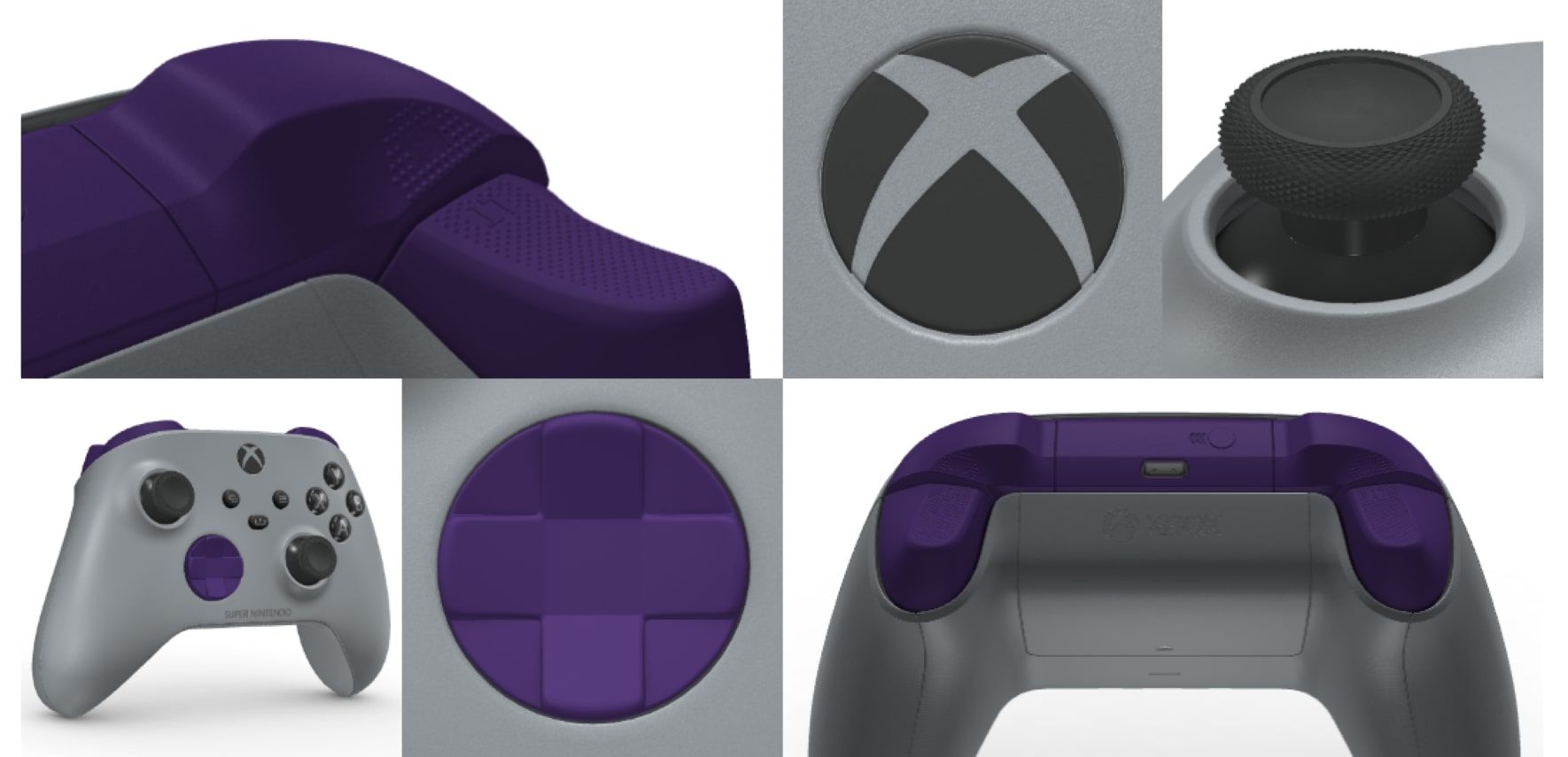 Tangkapan layar pengontrol Xbox Super Nintendo Entertainment System melalui alat desain di Xbox Design Labs