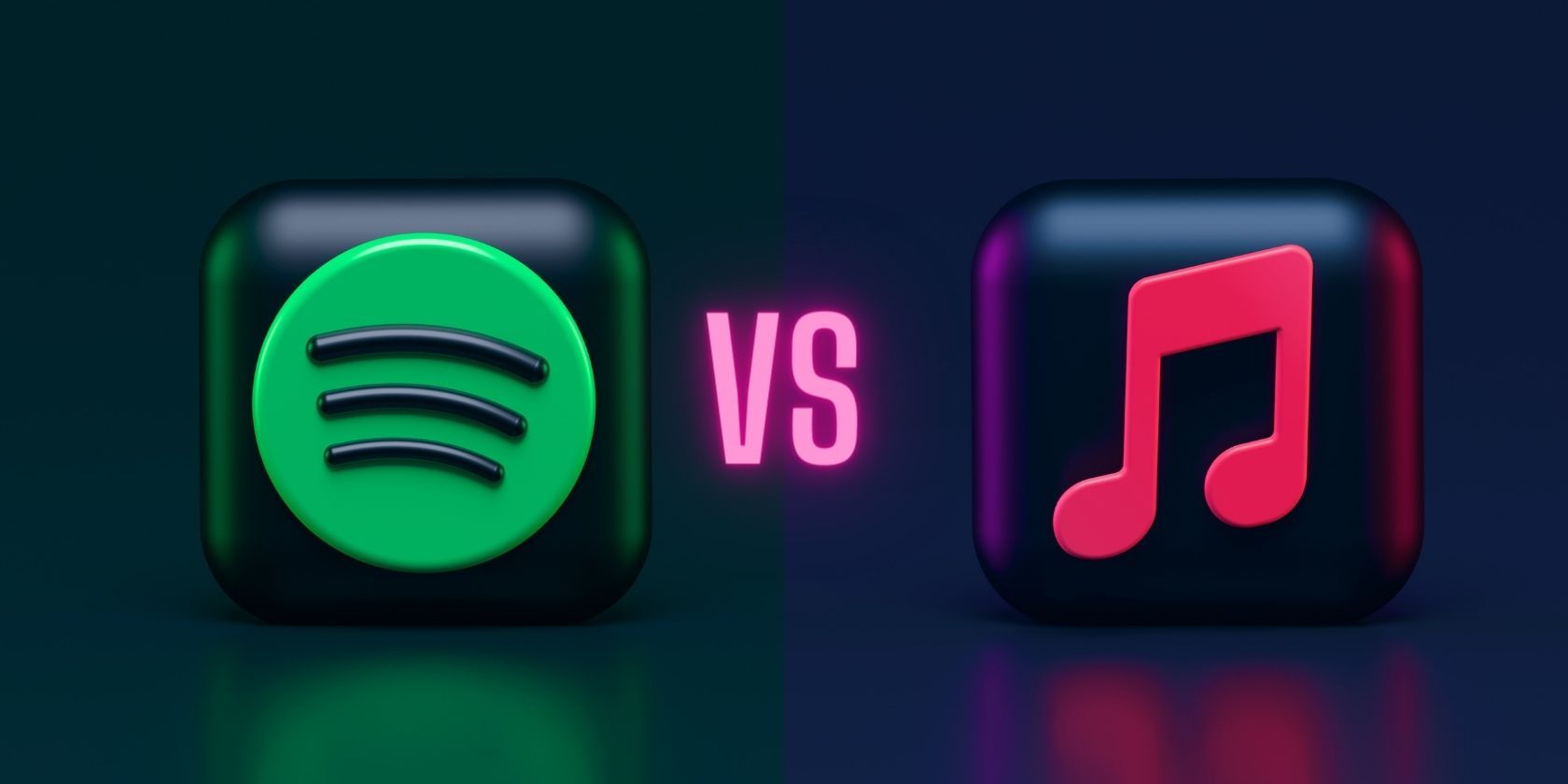 Spotify and Apple Music logo illustrations side by side