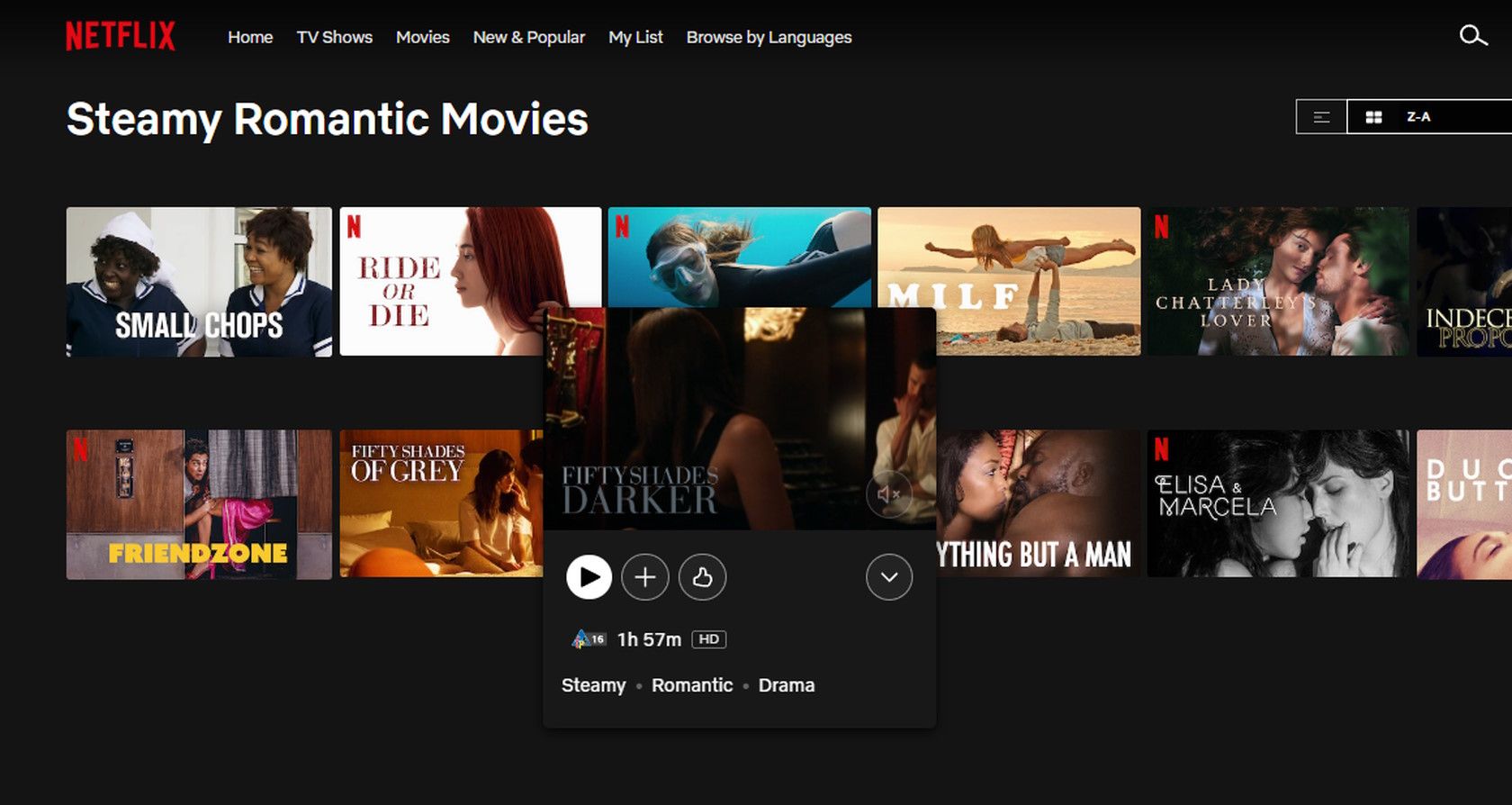 Netflix streaming service hidden movie codes steamy romance