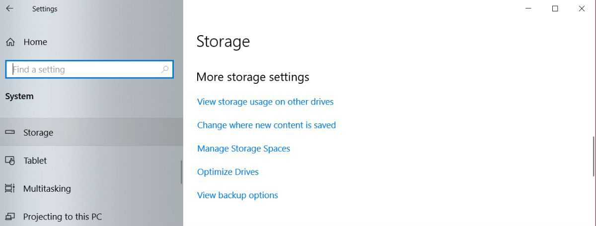 Storage sense settings