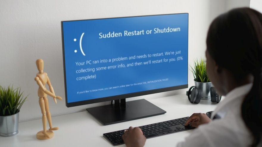 Computer Screen showing the following prompt: Sudden Restart or Shutdown