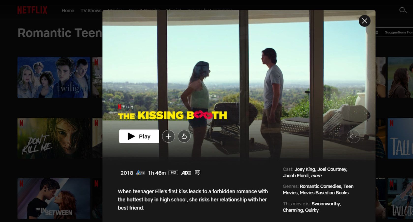 Netflix streaming service hidden movie codes teen romance