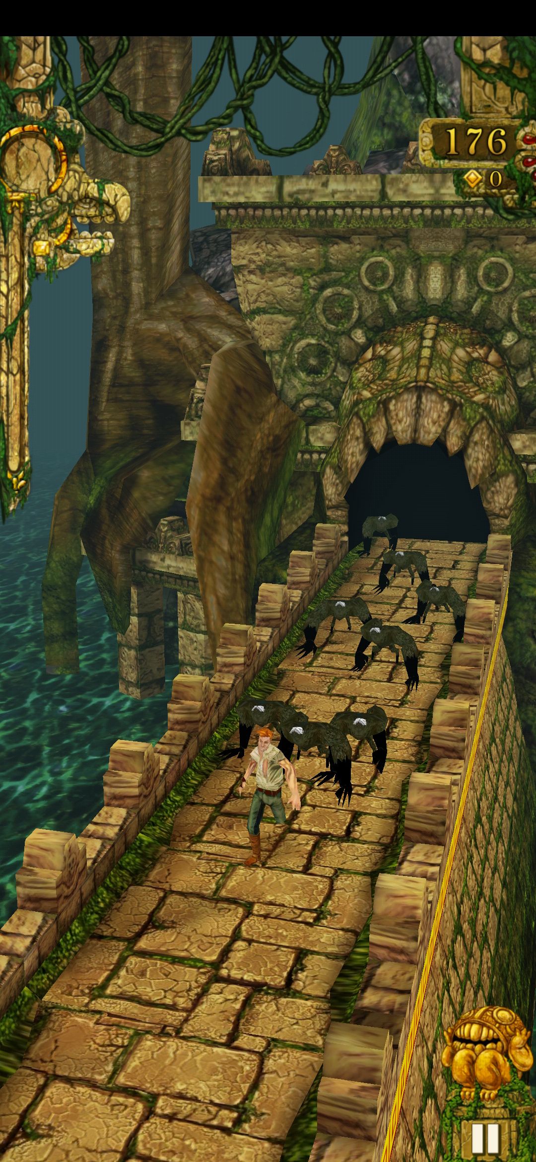 Temple Run In-game Character Running Away From Monkeys
