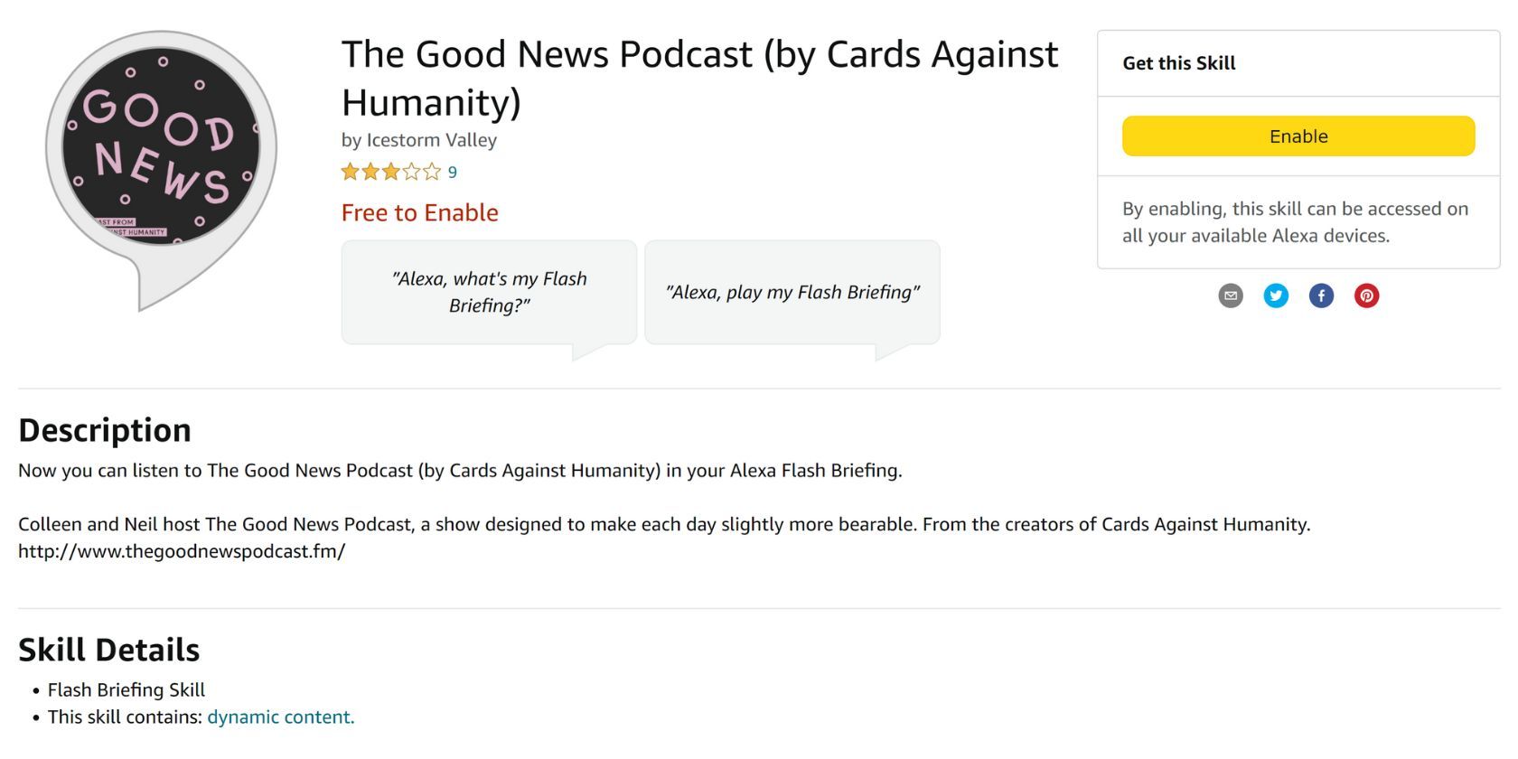 the good news podcast alexa skill details page