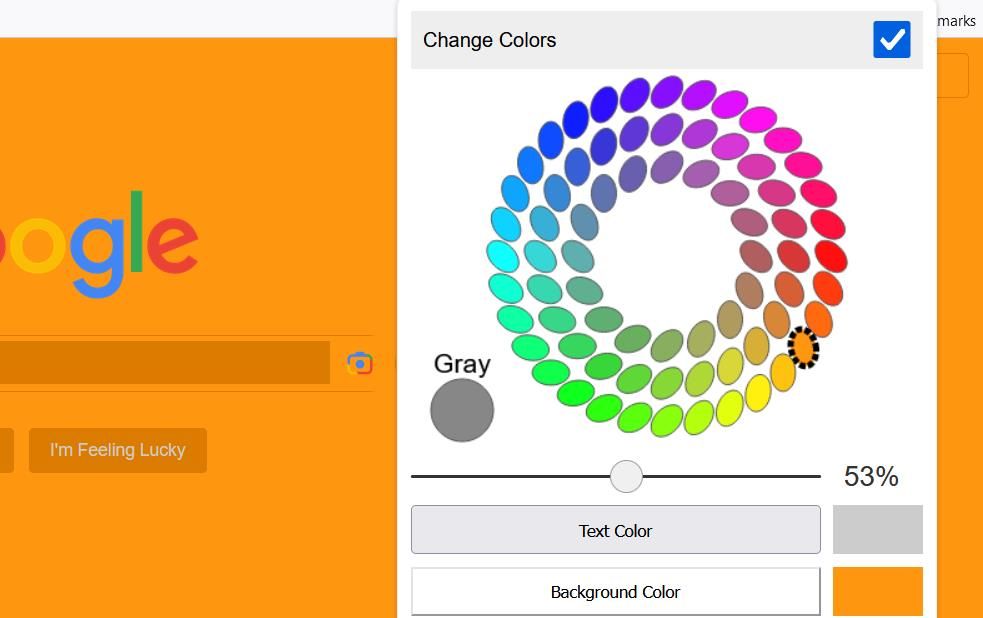 Bảng chọn màu trong tiện ích Color Changer 
