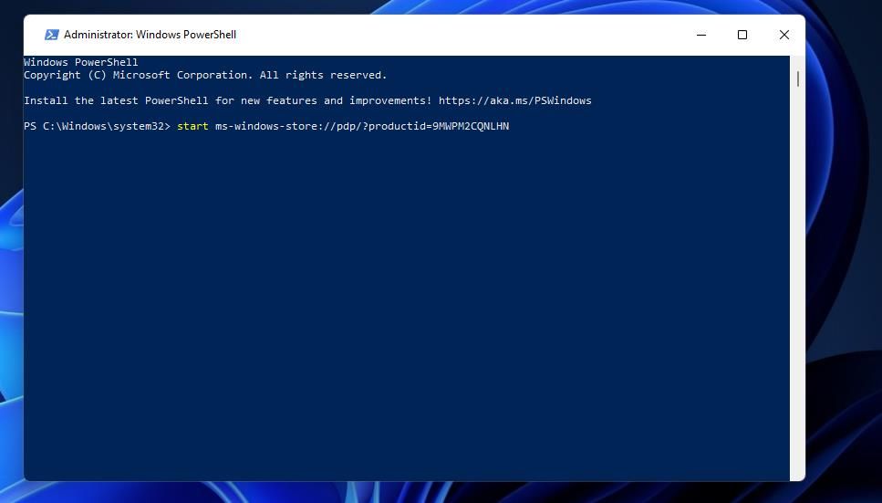 The start MS Store command 