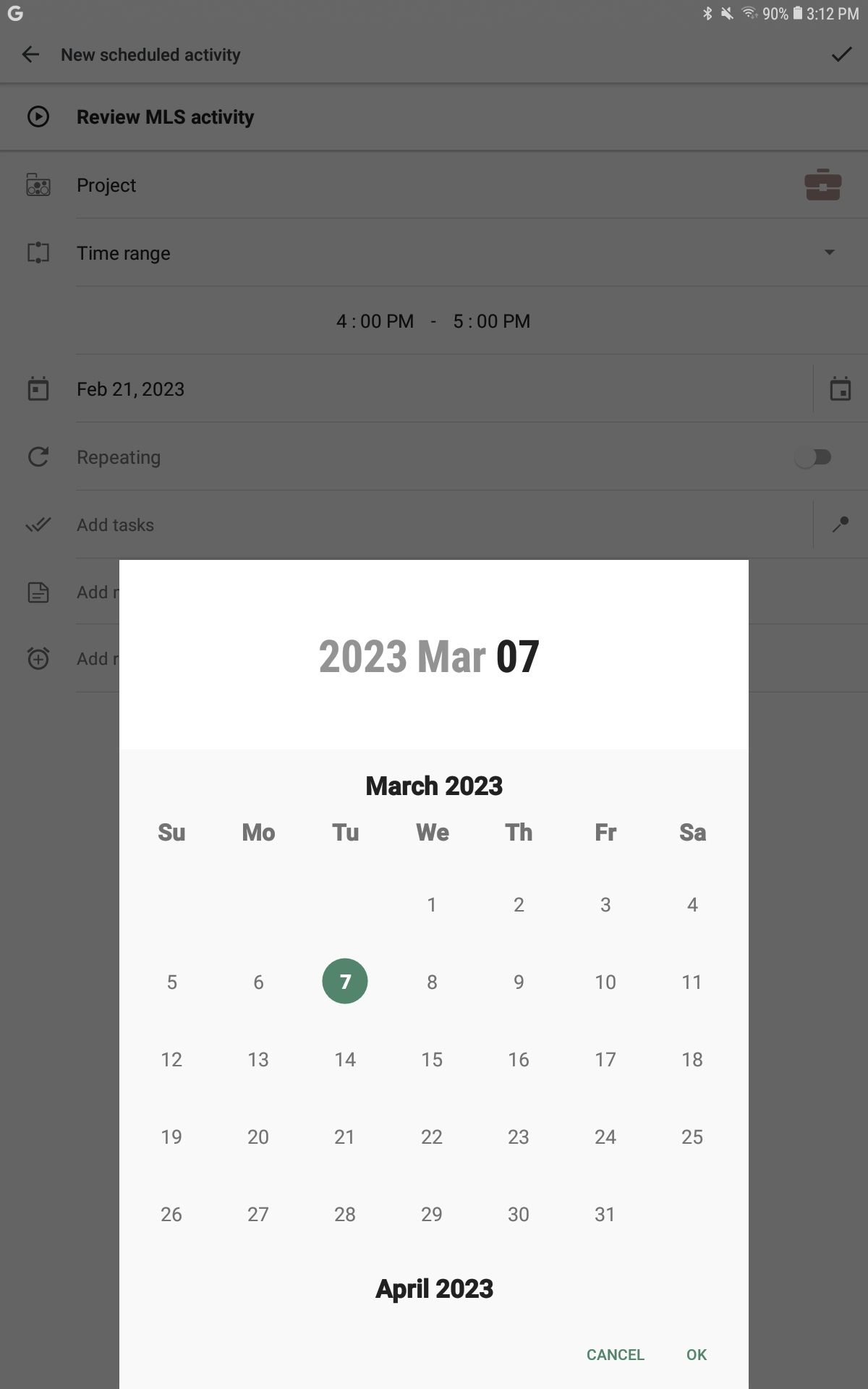 Time Planner Schedule & Tasks app calendar screen