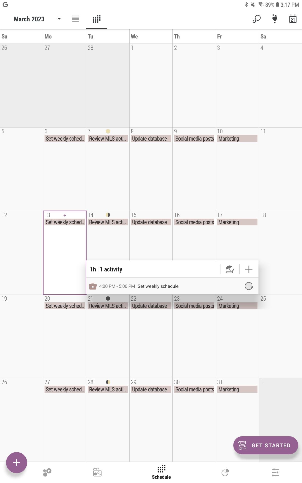 Time Planner Schedule & Tasks app schedule view
