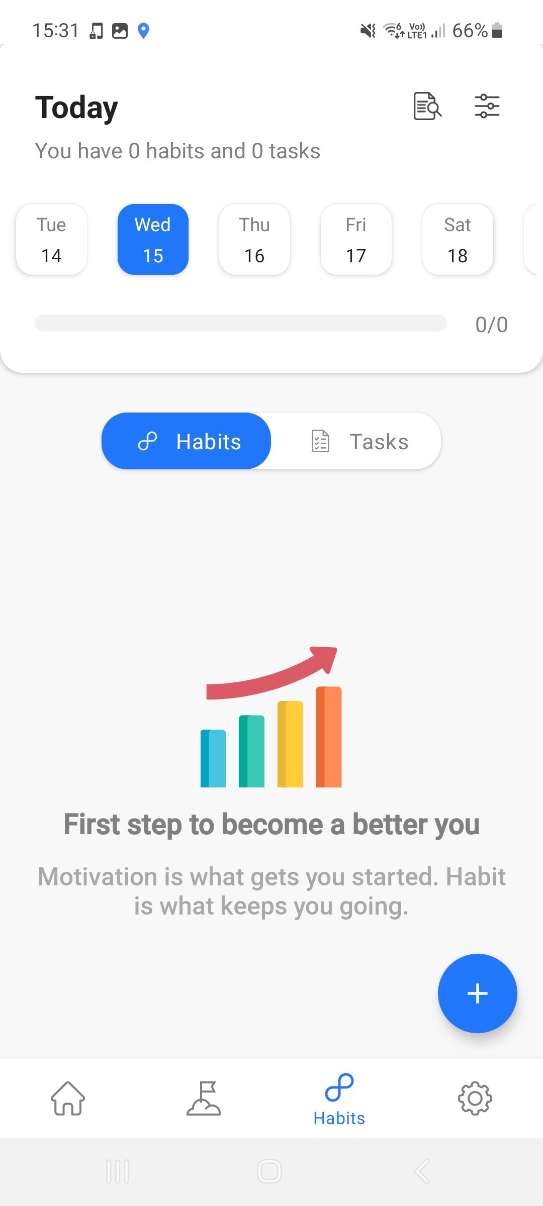Today's habits page in Reach It app