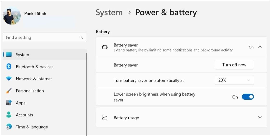 Tắt Battery Saver trên Windows 11